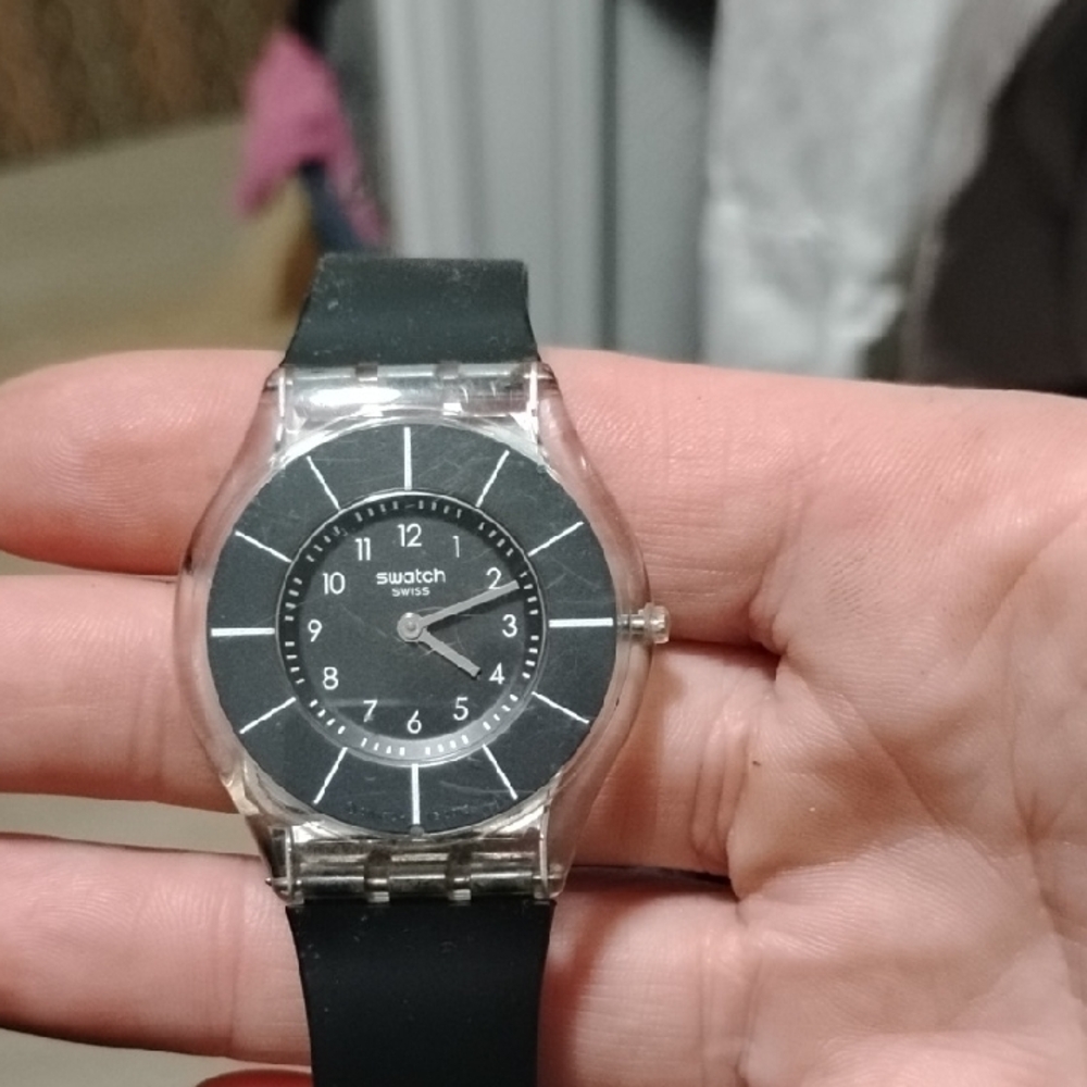 Swatch Swiss Black Analog Watch Vintage Y2K